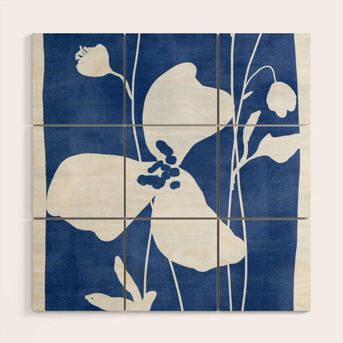 Abstract Minimal Flowers 4/Blue Wood Wall Art Gallery Image 1