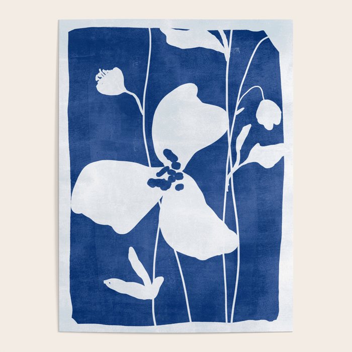 Abstract Minimal Flowers 4/Blue Poster Gallery Image 1