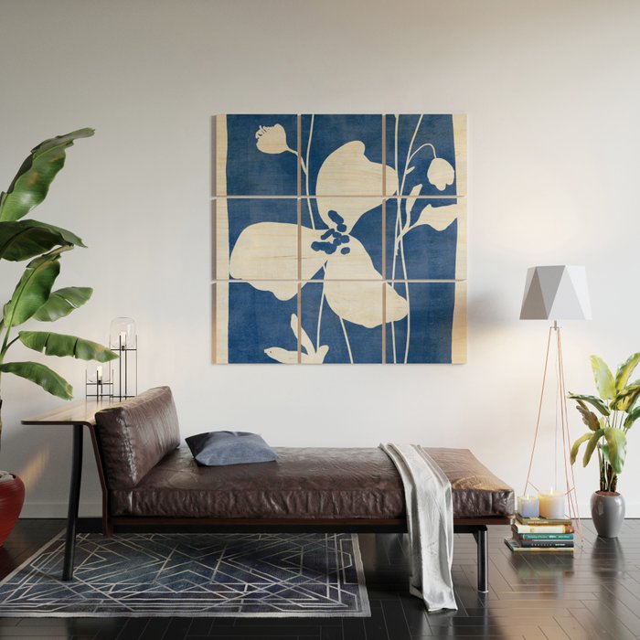 Abstract Minimal Flowers 4/Blue Wood Wall Art Gallery Image 2