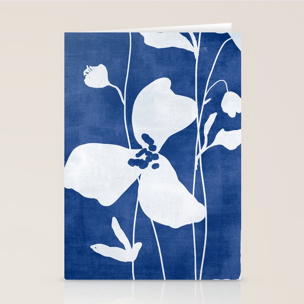 Abstract Minimal Flowers 4/Blue Stationery Card Gallery Image 1