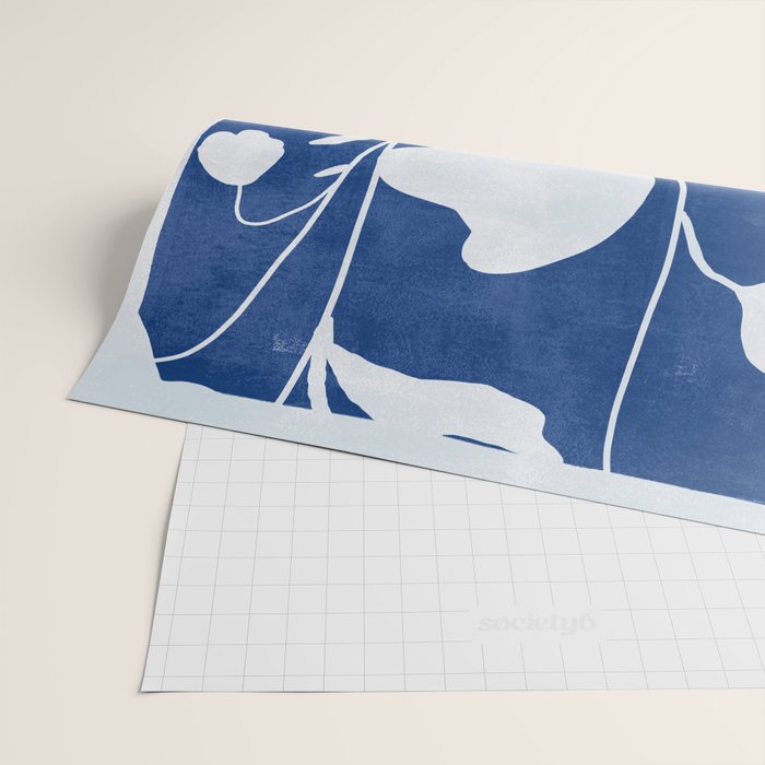 Abstract Minimal Flowers 4/Blue Wrapping Paper Gallery Image 2