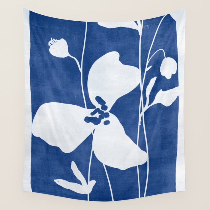 Abstract Minimal Flowers 4/Blue Wall Tapestry Gallery Image 4