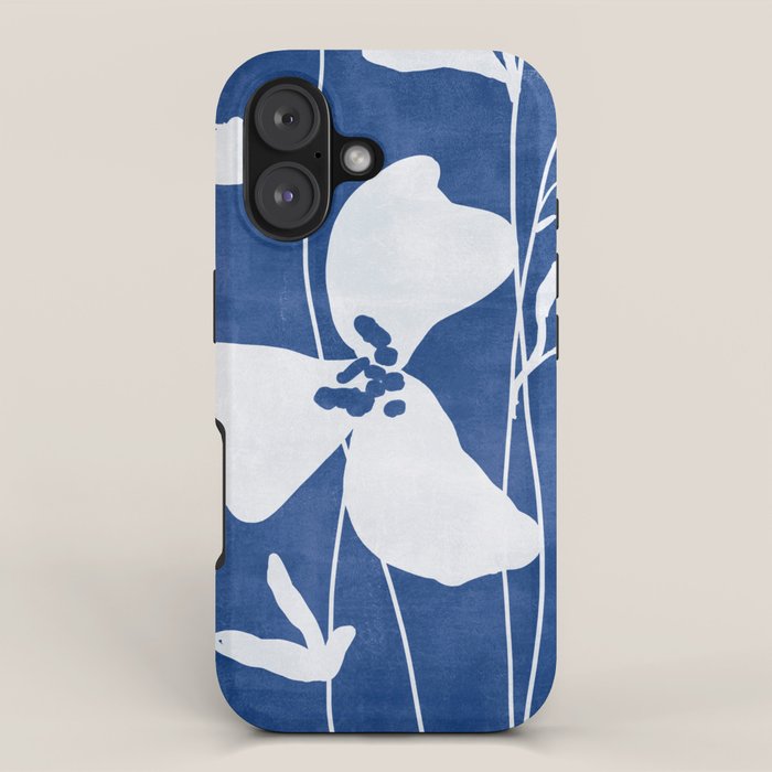 Abstract Minimal Flowers 4/Blue iPhone Case Gallery Image 1