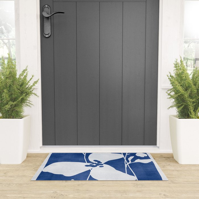 Abstract Minimal Flowers 4/Blue Welcome Mat Gallery Image 3
