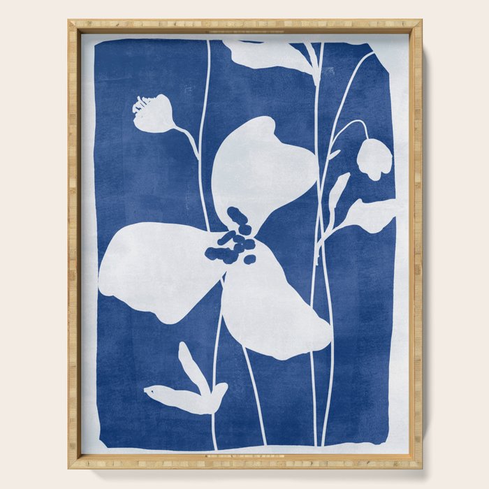 Abstract Minimal Flowers 4/Blue Serving Tray Gallery Image 1