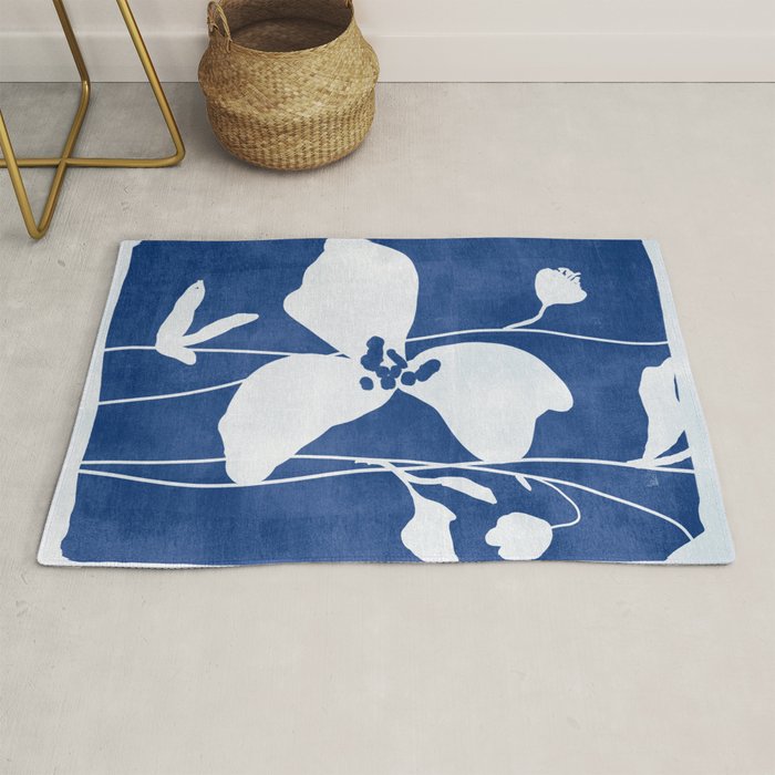 Abstract Minimal Flowers 4/Blue Rug Gallery Image 1