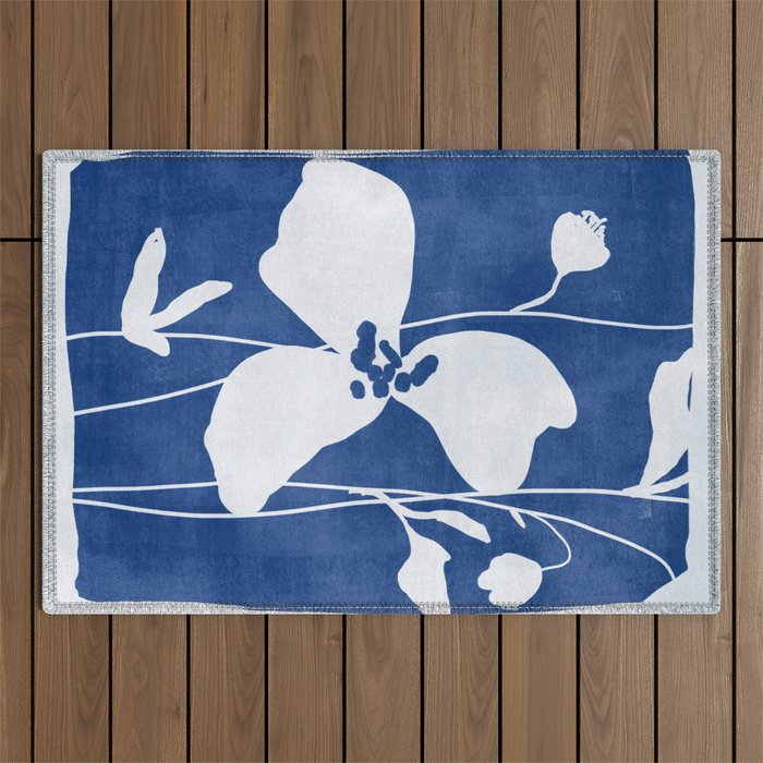 Abstract Minimal Flowers 4/Blue Outdoor Rug Gallery Image 1
