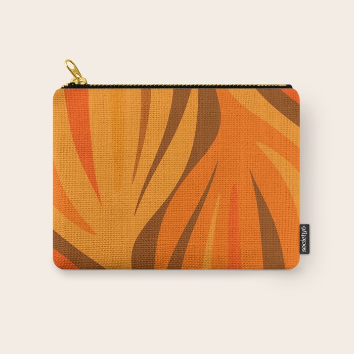 Maldives Leaves Modern Abstract Pattern in 70s Brown and Orange Carry All Pouch Gallery Image 1