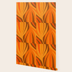 Maldives Leaves Modern Abstract Pattern in 70s Brown and Orange Wallpaper Gallery Image 2