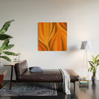 Maldives Leaves Modern Abstract Pattern in 70s Brown and Orange Wood Wall Art Gallery Image 2