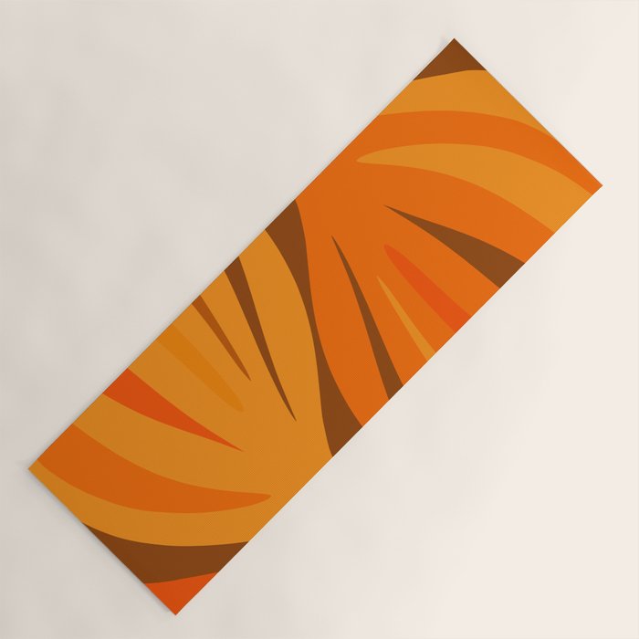 Maldives Leaves Modern Abstract Pattern in 70s Brown and Orange Yoga Mat Gallery Image 1