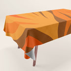 Maldives Leaves Modern Abstract Pattern in 70s Brown and Orange Tablecloth Gallery Image 1