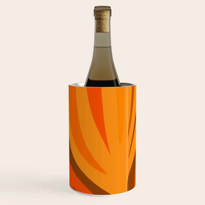 Maldives Leaves Modern Abstract Pattern in 70s Brown and Orange Wine Chiller Gallery Image 2