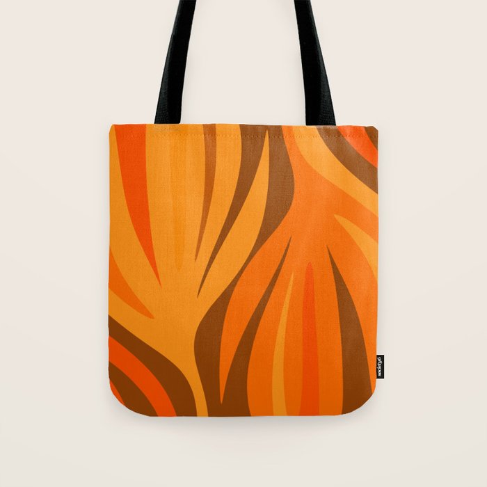 Maldives Leaves Modern Abstract Pattern in 70s Brown and Orange Tote Bag Gallery Image 1
