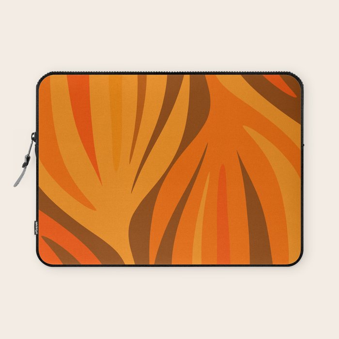 Maldives Leaves Modern Abstract Pattern in 70s Brown and Orange Laptop Sleeve Gallery Image 1