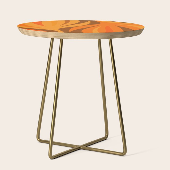 Maldives Leaves Modern Abstract Pattern in 70s Brown and Orange Side Table Gallery Image 1