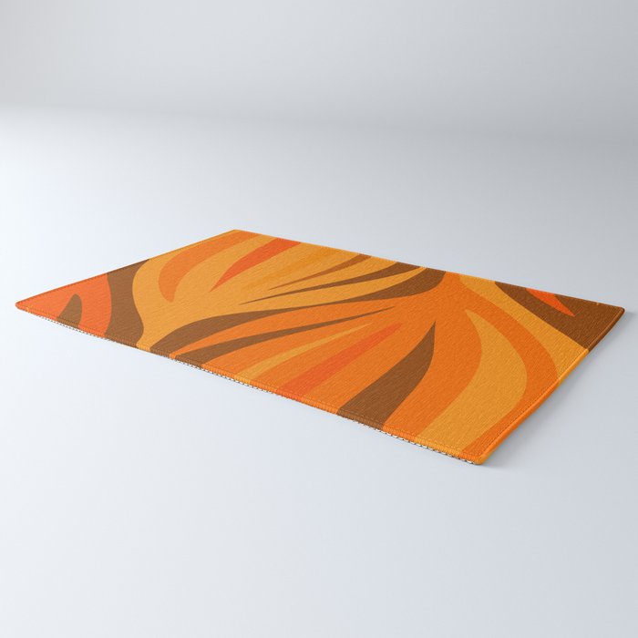 Maldives Leaves Modern Abstract Pattern in 70s Brown and Orange Rug Gallery Image 3
