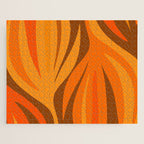 Maldives Leaves Modern Abstract Pattern in 70s Brown and Orange Jigsaw Puzzle Gallery Image 1