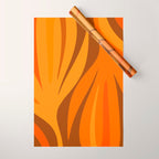 Maldives Leaves Modern Abstract Pattern in 70s Brown and Orange Wrapping Paper Gallery Image 1
