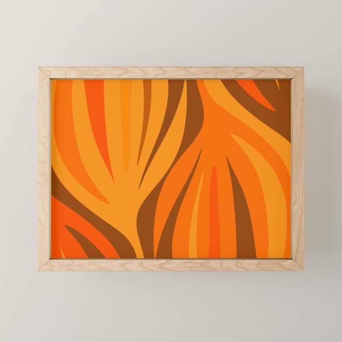 Maldives Leaves Modern Abstract Pattern in 70s Brown and Orange Mini Art Print Gallery Image 1