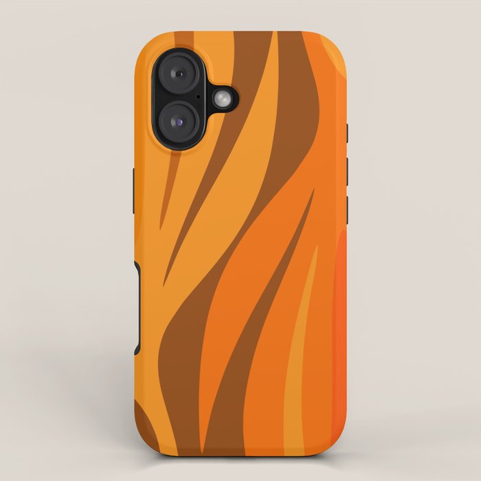 Maldives Leaves Modern Abstract Pattern in 70s Brown and Orange iPhone Case Gallery Image 1