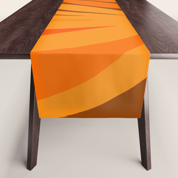 Maldives Leaves Modern Abstract Pattern in 70s Brown and Orange Table Runner Gallery Image 1