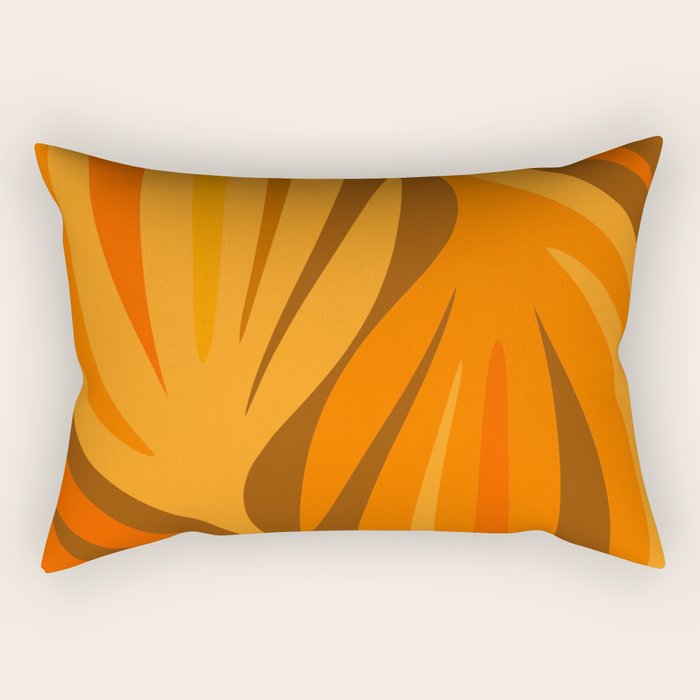 Maldives Leaves Modern Abstract Pattern in 70s Brown and Orange Rectangular Pillow Gallery Image 1