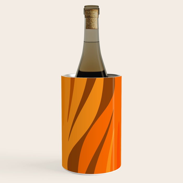 Maldives Leaves Modern Abstract Pattern in 70s Brown and Orange Wine Chiller Gallery Image 1