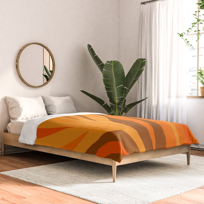 Maldives Leaves Modern Abstract Pattern in 70s Brown and Orange Comforter Gallery Image 2