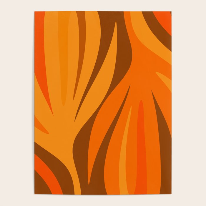 Maldives Leaves Modern Abstract Pattern in 70s Brown and Orange Poster Gallery Image 4