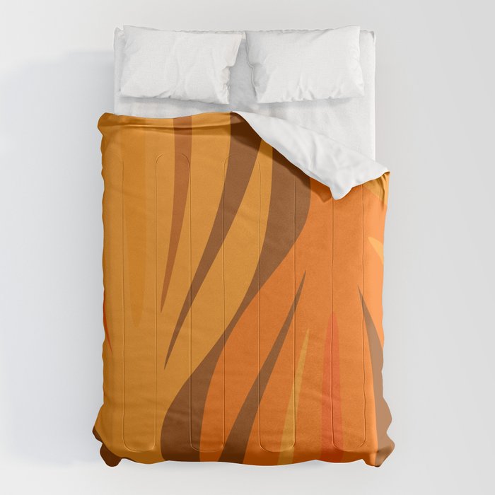 Maldives Leaves Modern Abstract Pattern in 70s Brown and Orange Comforter Gallery Image 6