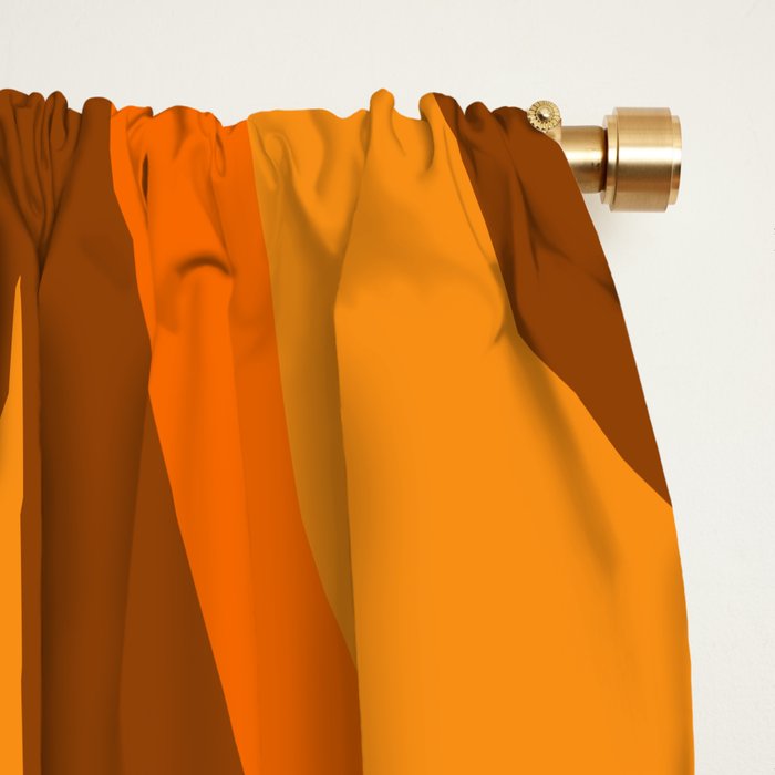 Maldives Leaves Modern Abstract Pattern in 70s Brown and Orange Window Curtain Gallery Image 2