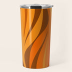 Maldives Leaves Modern Abstract Pattern in 70s Brown and Orange Travel Mug Gallery Image 1
