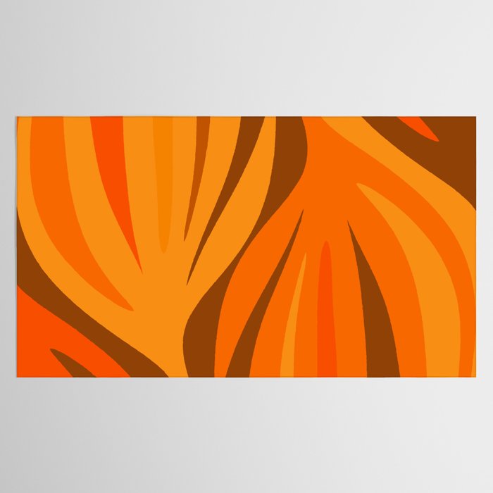 Maldives Leaves Modern Abstract Pattern in 70s Brown and Orange Tablecloth Gallery Image 2