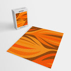 Maldives Leaves Modern Abstract Pattern in 70s Brown and Orange Jigsaw Puzzle Gallery Image 2