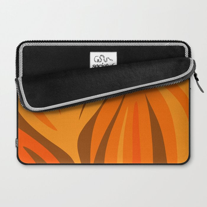Maldives Leaves Modern Abstract Pattern in 70s Brown and Orange Laptop Sleeve Gallery Image 2