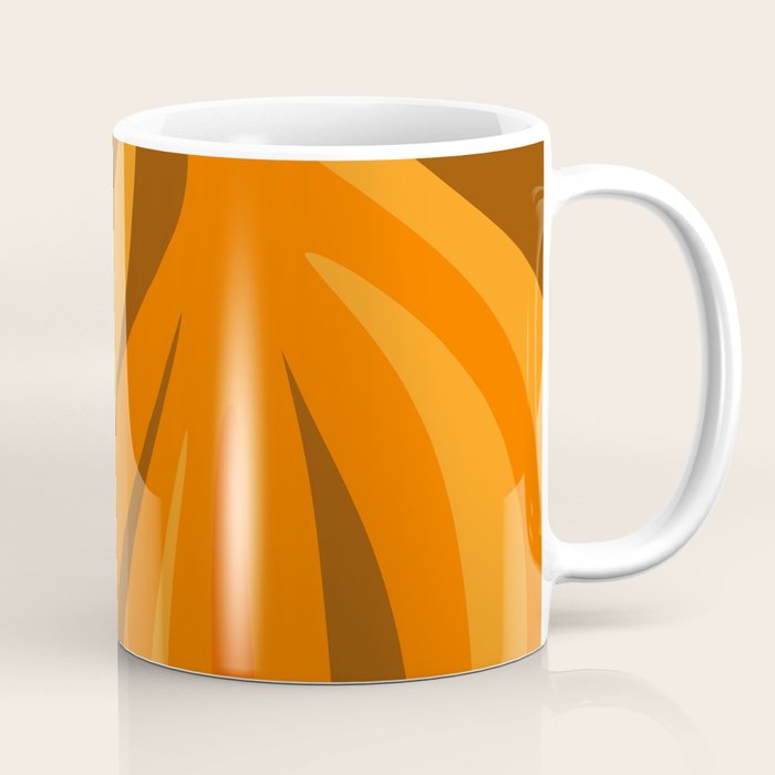 Maldives Leaves Modern Abstract Pattern in 70s Brown and Orange Coffee Mug Gallery Image 1
