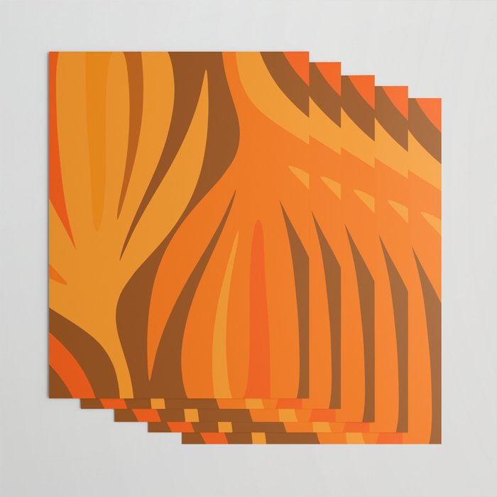 Maldives Leaves Modern Abstract Pattern in 70s Brown and Orange Wrapping Paper Gallery Image 3