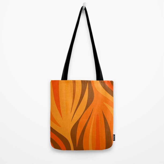 Maldives Leaves Modern Abstract Pattern in 70s Brown and Orange Tote Bag Gallery Image 2