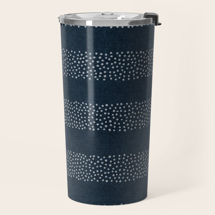 angrand stipple stripes - navy blue Travel Mug Gallery Image 2