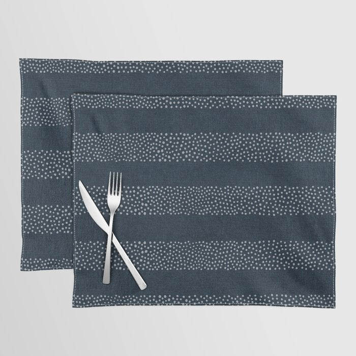 angrand stipple stripes - navy blue Placemat Gallery Image 1