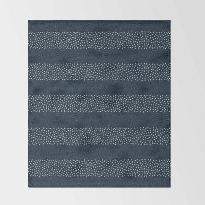 angrand stipple stripes - navy blue Throw Blanket Gallery Image 2