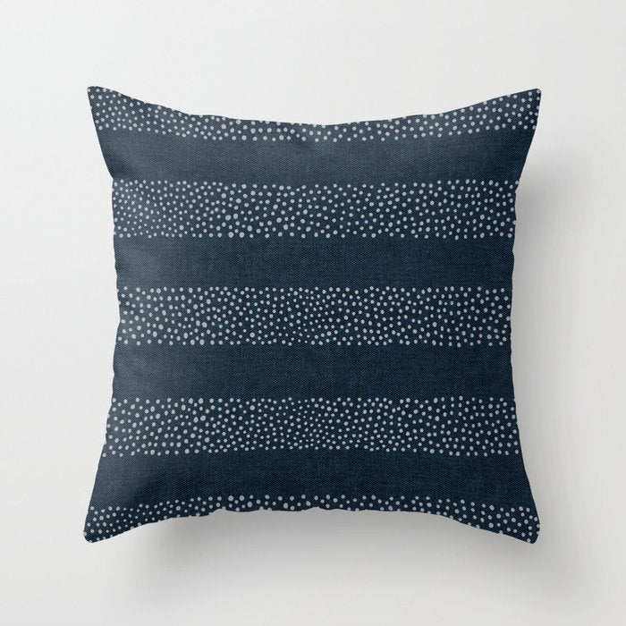 angrand stipple stripes - navy blue Throw Pillow Gallery Image 6
