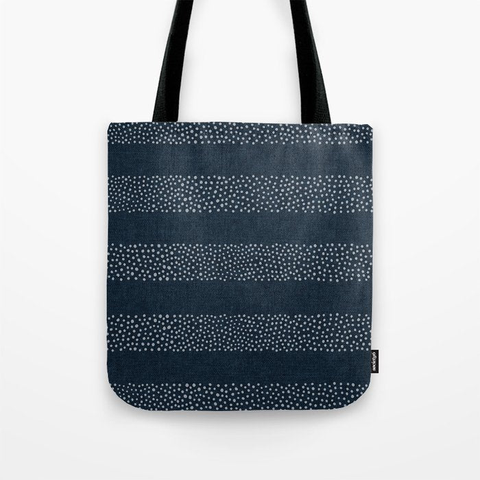 angrand stipple stripes - navy blue Tote Bag Gallery Image 1