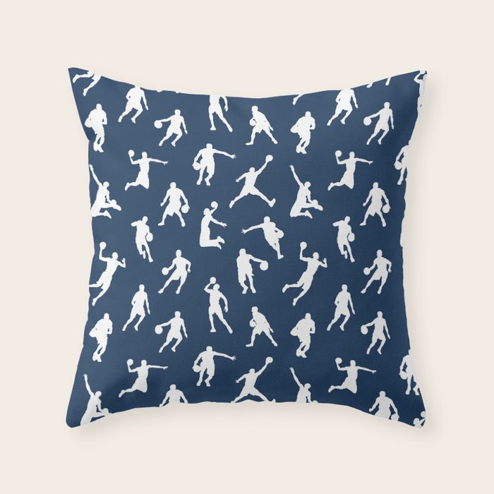 Basketball Players // Navy Throw Pillow Gallery Image 1