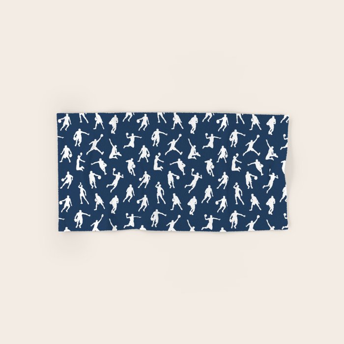 Basketball Players // Navy Bath Towel Gallery Image 1