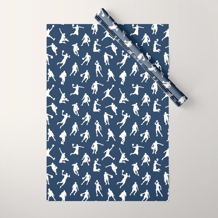 Basketball Players // Navy Wrapping Paper Gallery Image 1