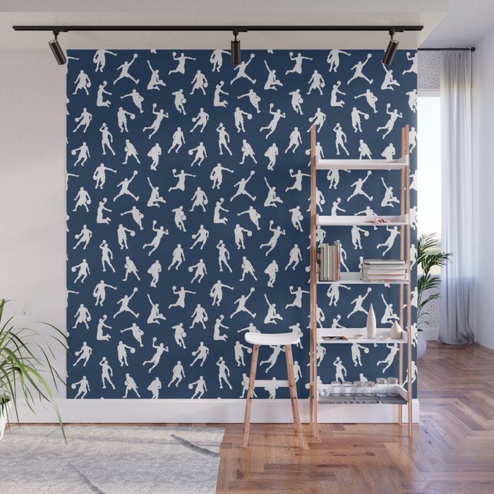 Basketball Players // Navy Wall Mural Gallery Image 1