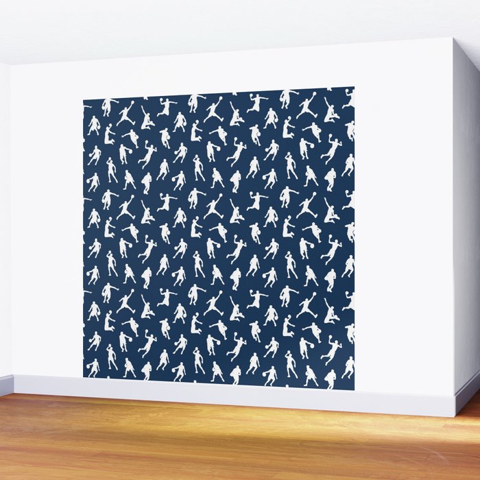 Basketball Players // Navy Wall Mural Gallery Image 2