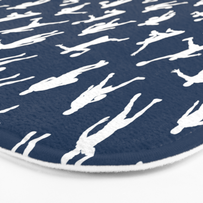 Basketball Players // Navy Bath Mat Gallery Image 3